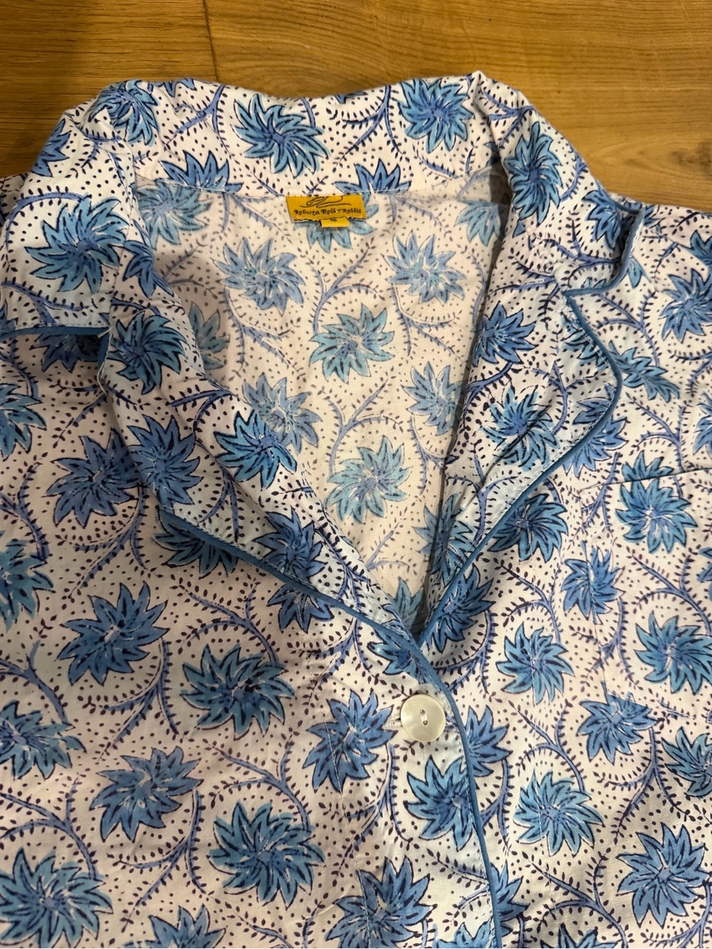 Vintage Roller Rabbit Blue Floral Pajama Set